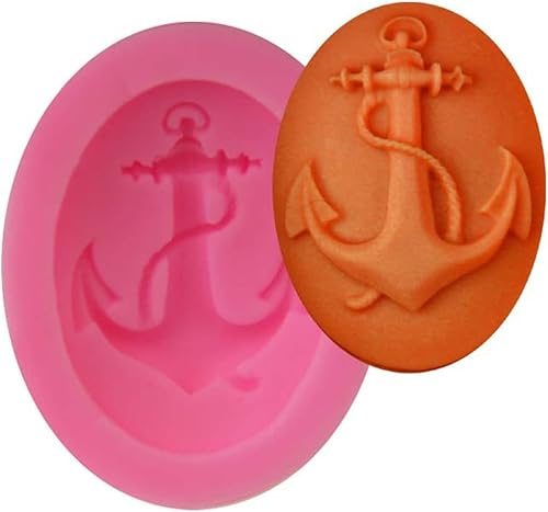 Fondant Molds 10 Pieces Pirate Anchor Logo Cake Mold Rudder Handmade Soap Mold Baking Tools Silicone Mold