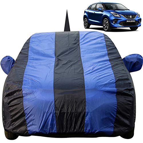 Image of Autofact Car Body Cover for Maruti Baleno (2015 to 2021) with Mirror and Antenna Pocket (Light Weight, Triple Stitched, Heavy Buckle, Bottom Fully Elastic) (Maruti Baleno, Royal Blue)