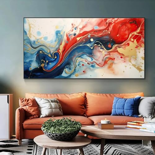 Tableau abstrait bleu et rouge pour réveiller la déco de votre chambre