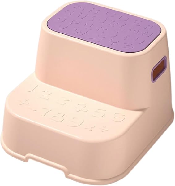 Sgabello con Gradini, Sgabello a 2 Gradini, Sgabello Portatile Stabile per WC, Sgabello Da Comodino, per Camera Da Letto, Cucina, Cucina E Addestramen, ROSA, Taglia unica bambino - 1