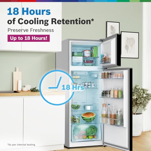 Image of Bosch 269L 2 Star Inverter Frost free Double Door Refrigerator (CTN29K22NI, 18 Hours Cooling Retention, Digital Display, Super Freeze, 80min Covert, Black Pearl)