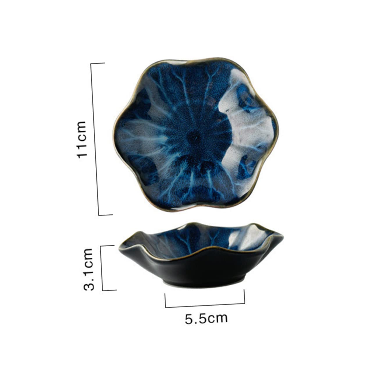 GRIRIW Set of 3 Unique Ceramic Sauce Dishes Snack Plate Seasoning Dish Saucer for Sushi Dessert Side Dish Oven Dishwasher Safe Random