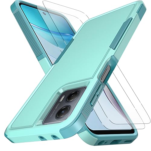 for Moto G 5G 2023 Case & Moto G Power 5G 2023 Case [10 FT Military Grade Drop Protection] [Non-Slip] [2 pcs TPE HD Screen Protector] Heavy Duty Full-Body Shockproof 6.5“-Mint Green