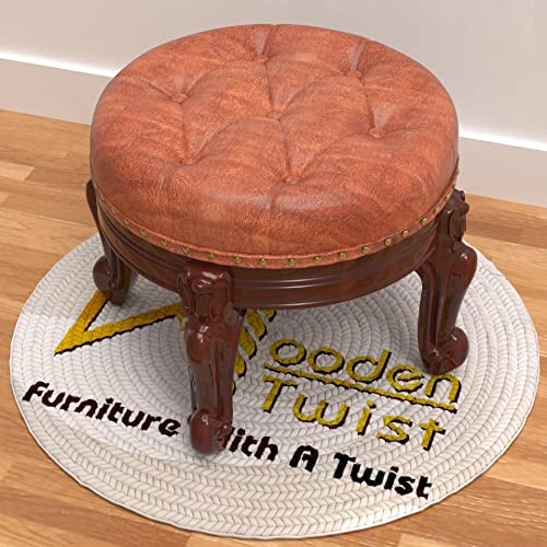 Wooden Twist Hand Carved Teak Wood Footrest Stool Ottoman for Living Room (Design-4) discount deal