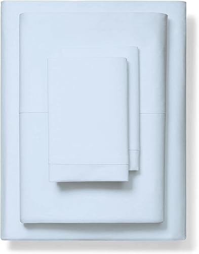 Juego de sábanas de 1000 hilos de algodón 100 % puro, 4 piezas, color azul claro, hilos de algodón peinado de fibra larga de una sola capa, el mejor