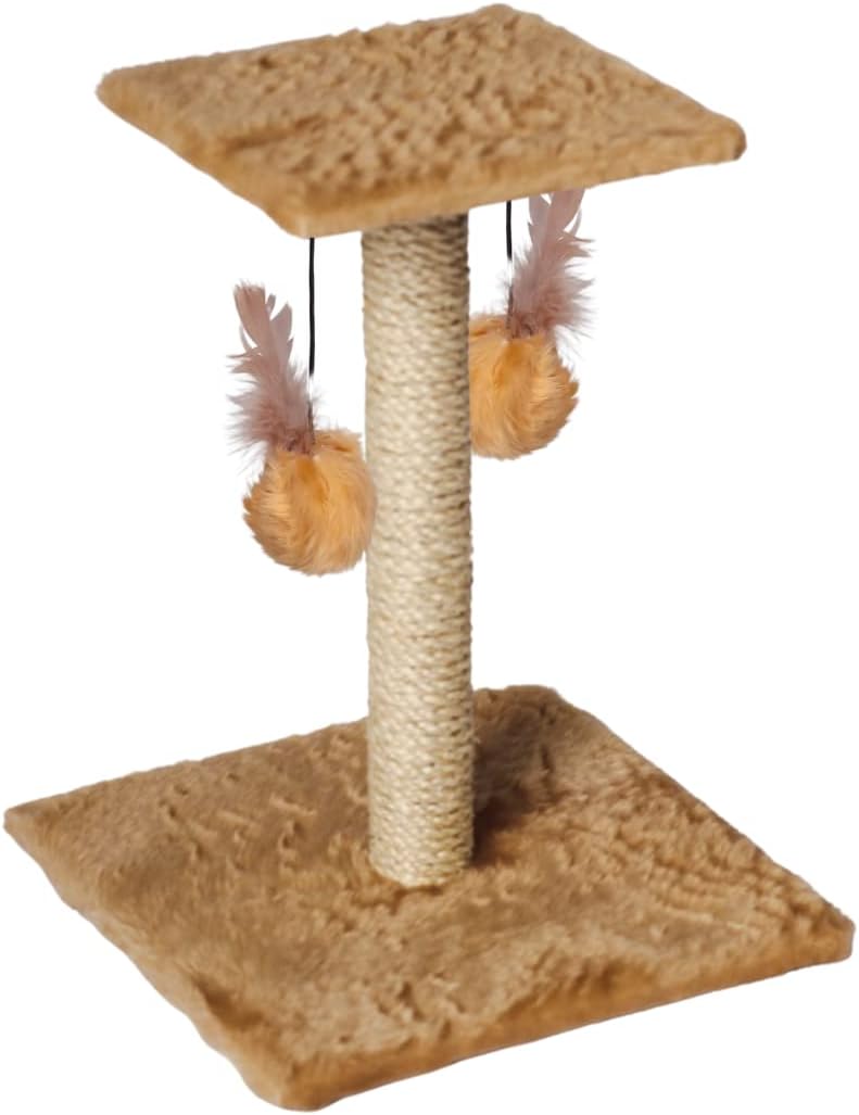 Arranhador Para Gatos Poste Com Brinquedo Duplo Exclusivo (Bege)