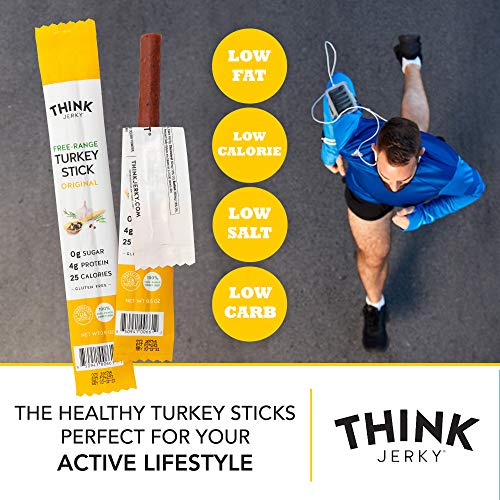 Original Free-Range Turkey Sticks by Think Jerky — Sugar Free, Gluten Free, Non-GMO, No Nitrates Jerky Snack — Keto, Paleo Compliant — High Protein, Low in Carbs — 0.5 oz (20 Pack) - Thumbnail 4