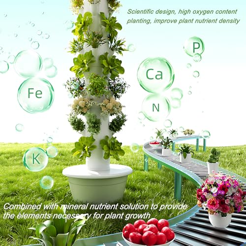 Aeroponic Tower System - pionowy ogród do ziół i warzyw, domowy zestaw hydroponiczny - wodoodporna konstrukcja zużywa 95% mniej wody,