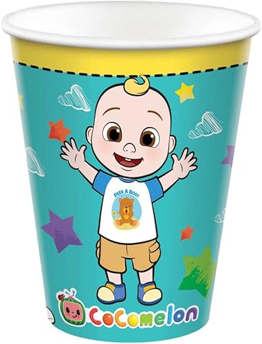 amscan Vasos de papel para fiesta de Cocomelon verde, 9 onzas, paquete de 8