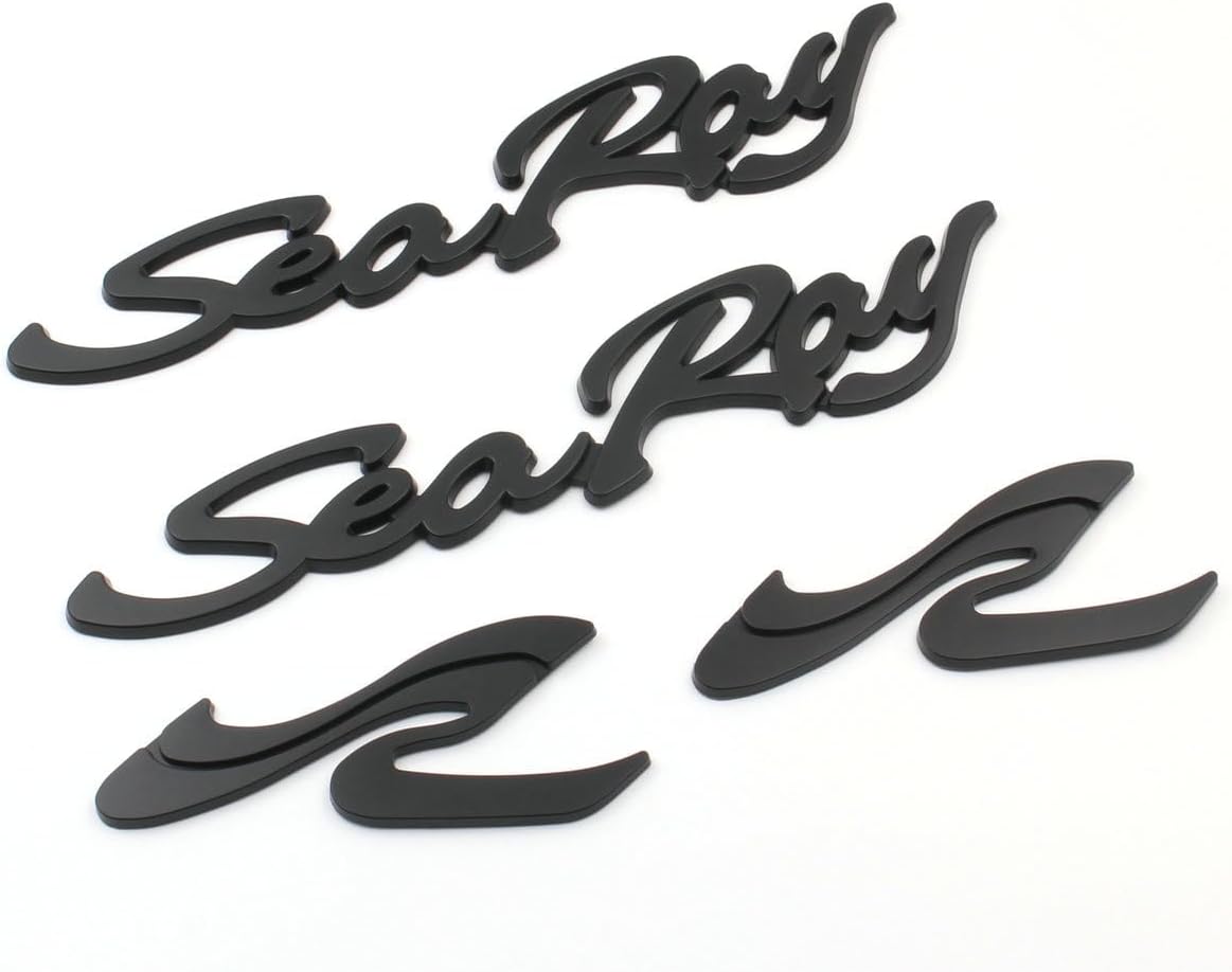 4pcs Sea Ray Searay SR Wave Script etters Boat Nameplate Emblems 3D Badge Sticker (Chrome)
