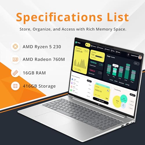 Image of HP ProBook 4 G1a AI 16 inch WUXGA IPS Laptop, AMD Ryzen 5 230, 16GB DDR5, 416GB Storage (256GB SSD+160GB Docking Station), Backlit Keyboard, Fingerprint Reader, Fast Charge, Wi-Fi 6E, Win 11 Pro, Silver