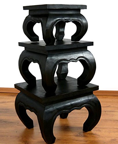 livasia Opiumtisch, Beistelltisch aus Massivholz, Couchtisch, Nachttisch (30cm) – Bild 4