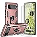 ELYCO Compatible avec Google Pixel 6 [2 Pièces] Verre Trempé + Coque avec Anneau Support, 9H Dureté Protection écran, Défense Bumper TPU Silicone Antichoc Armure Protection Housse Etui [Or rose]