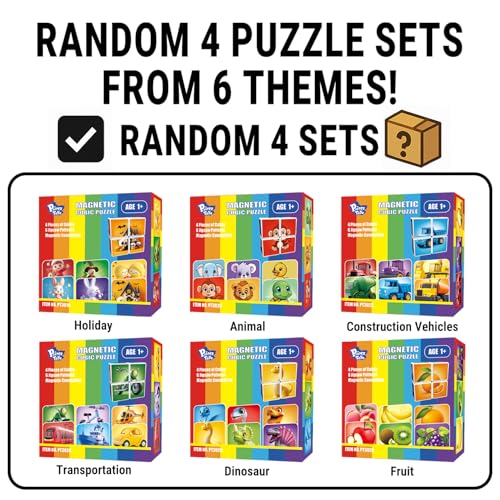 Image of Pairez Toys Magnetic Building Cubes for Toddlers, 4 Random Theme Cube Sets