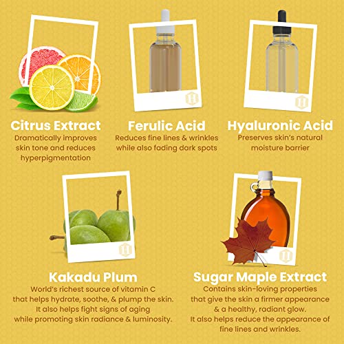 Honeyskin Vitamin C Serum For Face - Under Eye Serum - Dark Spot Corrector For Face - Anti Wrinkle And Acne Serum - Hydrating Facial Serum And Dark Circles Under Eye Treatment With Manuka Honey (1Oz) #TOP7