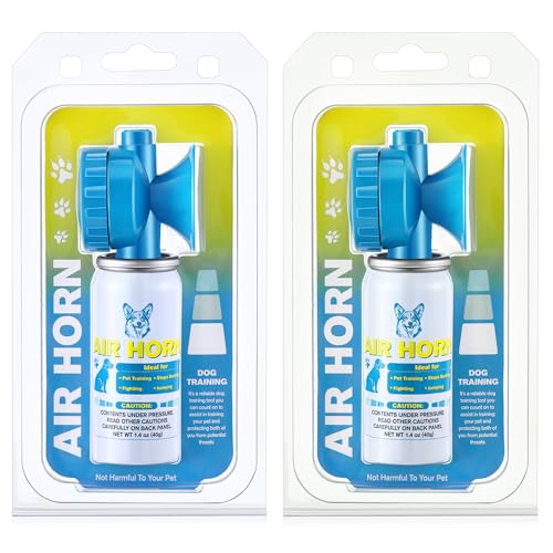 HappyAlley Air Horn, 1.4 oz 120 dB Loud Air Horns for Safety, for Coyotes and Aggressive Dog, Stops Attacking Fighting Barking Chasing, Effective Training Tool & Outdoor Safety Alarm, Blue(2 Pack)
