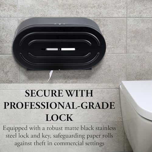 Mygift BATH2692BLK Professional Matte Black Stainless Steel Double Toilet Paper Roll Dispenser, Commercial Surface Mount Twin Jumbo Bathroom Tissue Holder thumb #2