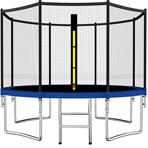 XIXOV 12FT Trampoline Safety Enclosure Net Combo Bounce Jump for Kids Outdoor with Spring Pad Waterproof Jump Mat & Ladder, black, large