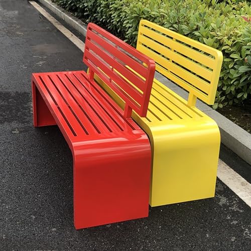 Sofá biplaza de parque en metal con respaldo ergonómico para terraza y césped 6