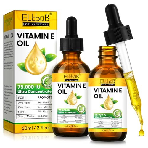 ELBBUB Vitamin E Oil - 75,000 IU Ultra Concentrated - Moisturizes, Fades Scars & Stretch Marks, Anti-Aging & Skin Hydration - for Face, Body, Hair, and Nails ELBBUB Vitamin E Oil - 75,000 IU Ultra Concentrated - Moisturizes, Fades Scars & Stretch Marks, Anti-Aging & Skin Hydration - for Face, Body, Hair, and Nails