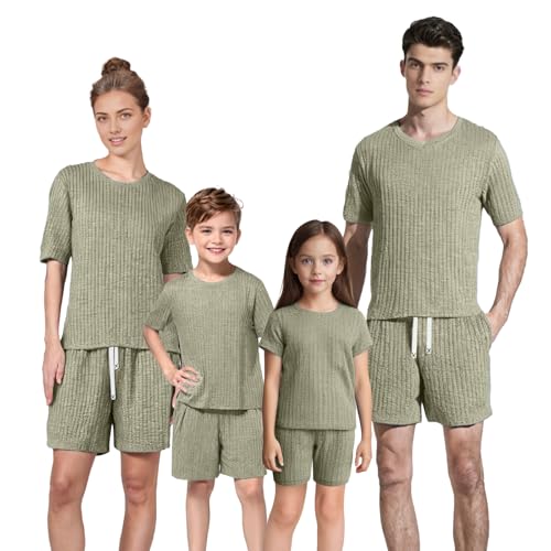 IFFEI Mommy and Me Pajamas Family Matching Pj Sets 2 Piece Lounge Set Soft Loungewear Sleepwear Tops and Shorts with Pockets