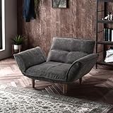 日本製リクライニングソファー/カウチソファー 1人掛け【コーデュロイ生地:チャコールグレー】