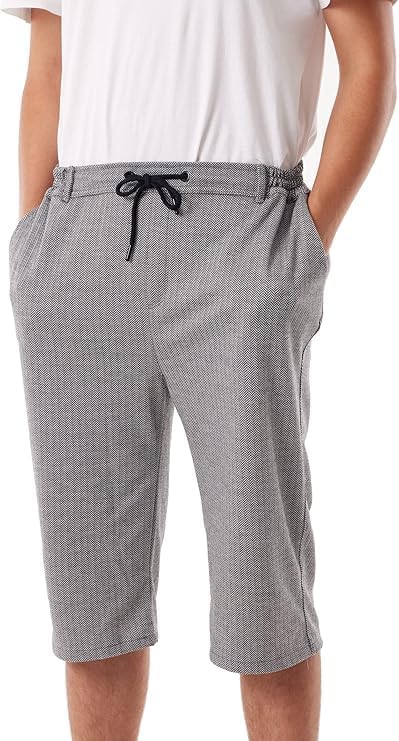 USRA 3/4 Capri Pants Below Knee Shorts with Pockets Flexible Athletic Yoga Pants for Boys Flexwaist Stretchy Casual Active