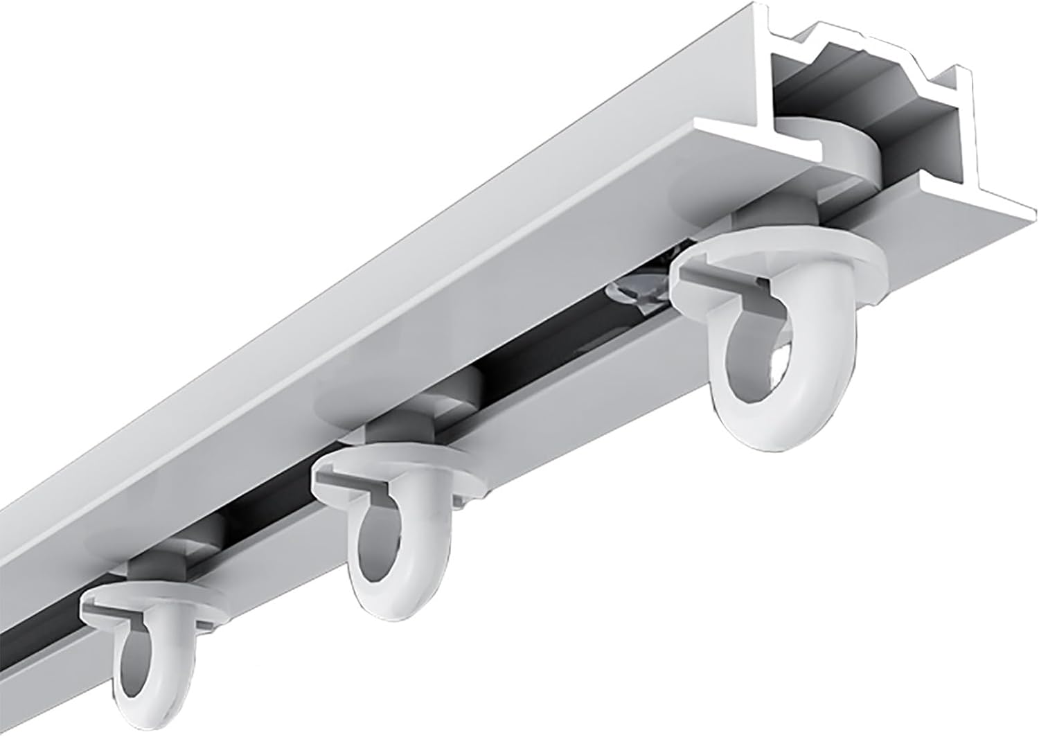 Hidden Ceiling Curtain Track, Heavy Duty Recessed Room Divider Curtain Rods w/Rollers, 4 8 12 16 20 24 28 32 36 40 Ft Long Aluminum Cuttable Curtain Sin,White-42ft/12.8m