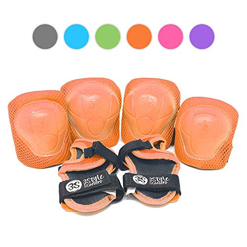 3StyleScooters® SafetyMAX® - Childrens Safety Pads Set In Orange - EN14120 Tested & Certified - Available in 6 Awesome Colours - Have Fun, Stay Safe!