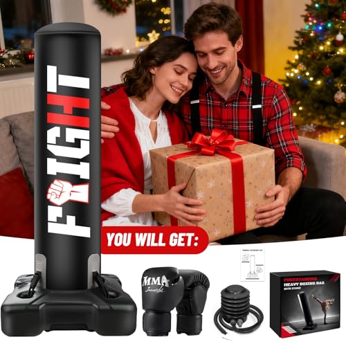 NZQXJXZ 175cm Freistehender Boxsack Erwachsene, Standboxsack mit Pumpe und Boxhandschuhe, Boxing Set für Kickboxen Kampfsport MMA Dummy Muay Thai Home Gym Ausbildung