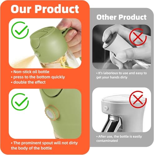 Image of Etekcity 16oz /470ml Olive Oil Sprayer for Cooking - 2 in 1 Olive Oil Dispenser for Kitchen Gadgets, Air Fryer, Salad, and BBQ - Green, Glass (MULTI 1)