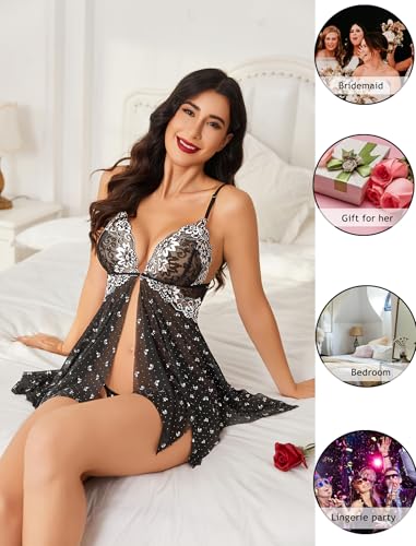 image for Avidlove Lingerie for Women Lace Babydoll Dress Sexy Chemise Nightgown