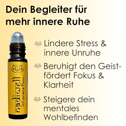 Nadiwell Mental Balance Roll-On | Anti-Stress Aromaöl für Ruhe & Fokus | Mit ayurvedischen Ölen & Marmapunkt-Anwendung | 100% natürlich & vegan