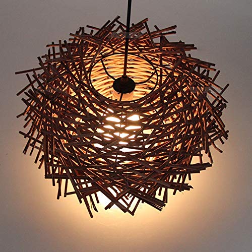 Abat-jour suspension rotin E27 - Lampe de plafond pour salon, bar, café et couloir loft