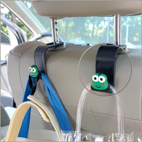 MaPctSy Purse Hooks for Car Cute Frog Hook for Bags Headrest Seat Back Storage Organizer Universal Handbag Coats Umbrellas Holder Animal Accessories (2pcs)
