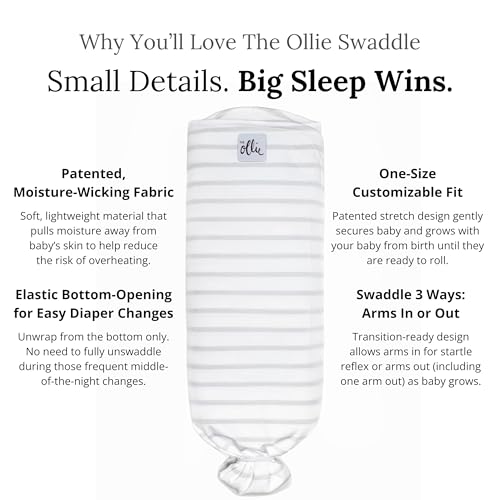 Image of The Ollie Swaddle - Adjustable Baby Swaddle for Newborns | Pediatrician-Approved for Safe Sleep | Easy Closure | Arms-Out | Lightweight, Machine-Washable | Easy Diaper Access