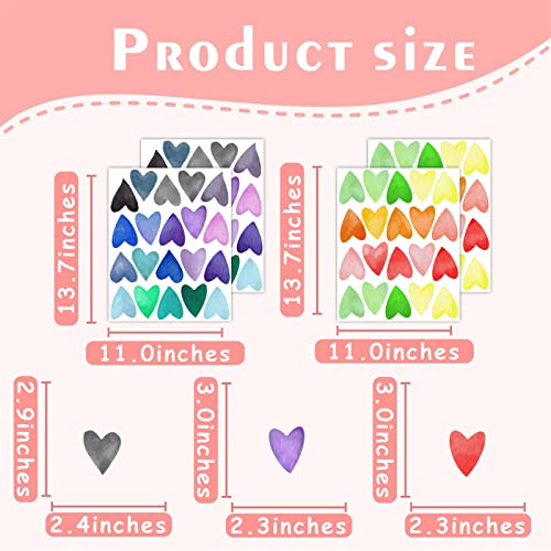 Watercolor Heart Wall Decals Valentine's Day Wall Decal Love Wall Art Murals Peel And Stick Decal Pastel Hearts Wall Art Stickers For Bedroom Living Room Kids Room Playroom Teen Room Party Accessories #TOP7