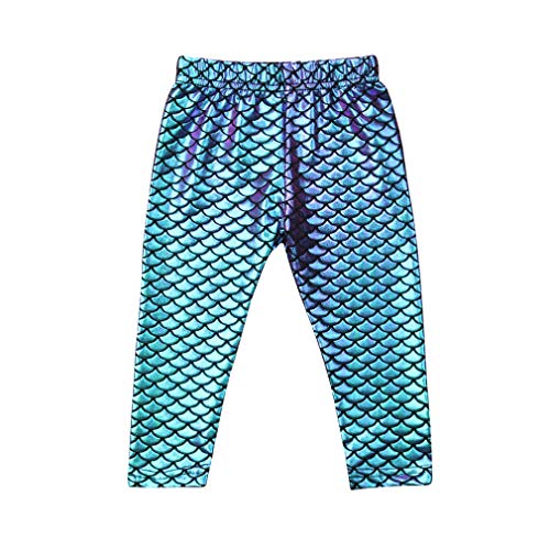 Kids Baby Girls Clothes Mermaid Fish Scale Stretch Leggings Long Pants