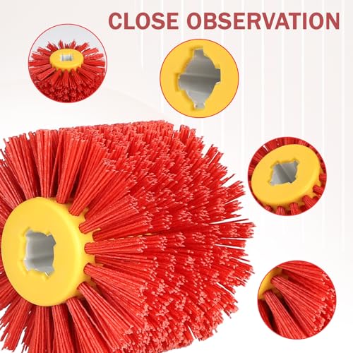 EXLECO Nylonbürste #240 Körnung Schleifbürste für Satiniermaschine φ19mm Borstenbürste Satinierwalze Drahtziehrad Polierbürste Schleifwalze Bürstenwalze für Holzverarbeitung Bürstenschleifer (Rot)