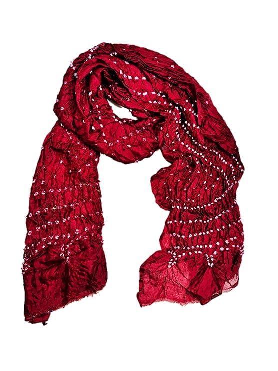 Image of PK HUB Women's Jaipuri Rajasthani Art Silk Bandhej Bandhani Dupatta