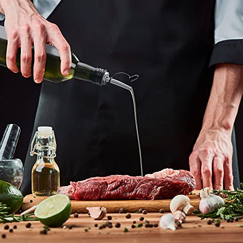 Aozita Bottle Pourers 12 Pack, Stainless Steel Liquor Pourers With Rubber Dust Caps - Classic Bottle Pourers Tapered Spout, Ribs Flex To Fit Different Liquor Bottles About 3/4" Bottle Mouth #TOP6