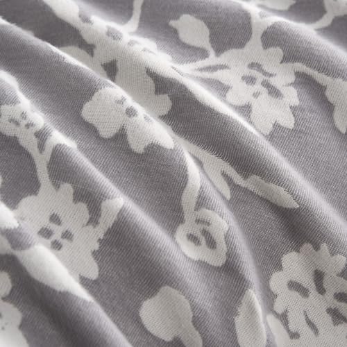 Lucky Brand Fiora Floral Grey Comforter Set with Pillows - Full/Queen Size - 5 Piece Luxurious Bedding Ensemble