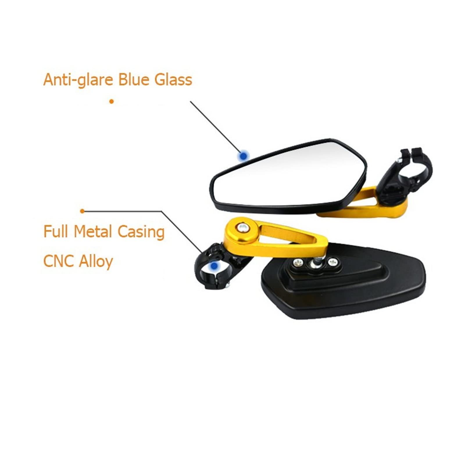 Lusterka Wsteczne Motocyklowe 2 Sztuk/zestaw Uniwersalne Motocyklowe Lusterka Wsteczne Motocykl 360 Stopni Aluminium 7/8 "motocykl Kierownica Rowerowa Lusterka Wsteczne Lusterka Wsteczne (Color : 2)