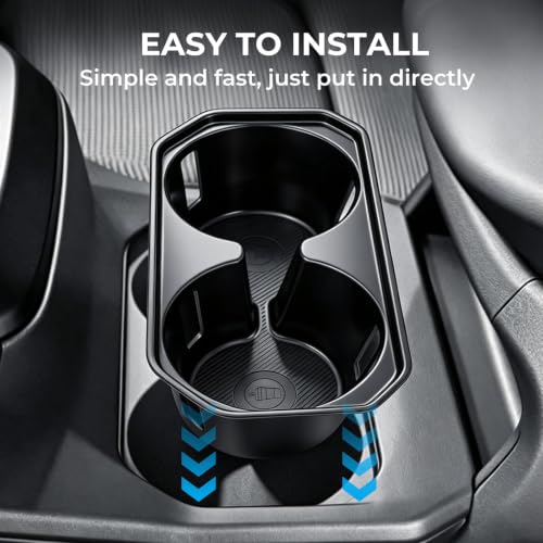 Image of Center Console Cup Holder Inserts for Toyota BZ 2026+, Interior Accessories TPE Car Cup Holders Covers Protector for 2026+ BZ, Black