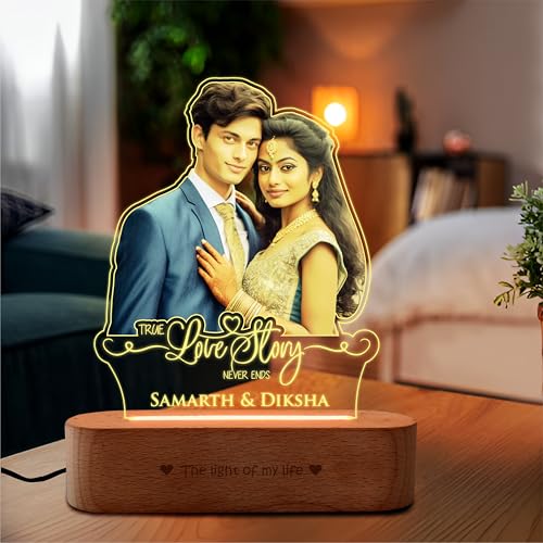 Image of ZOCI VOCI Personalized Acrylic LED Lamp | Romantic Gift for Valentine's Day, Personalized Gifts for Couples (Warm Light, Colorful HD UV Print)