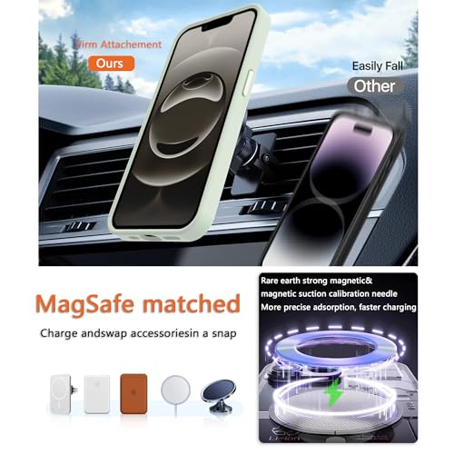 Image of Magnetic iPhone 16E /17e case,Compatible with Magsafe, Military-Grade Protection,Slim Translucent Matte Shockproof with Anti-Scratch Anti-Fingerprint Phone Cover (Matcha Green, iPhone 16E /17e)