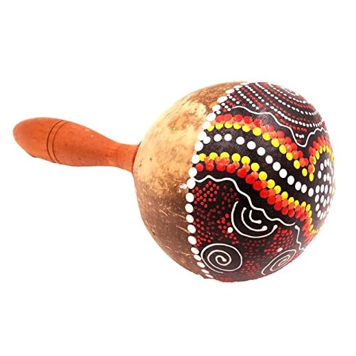BALI PAPAYA Maracas Coco Artesanal Madera Carnaval Instrumento Percusión Pintado
