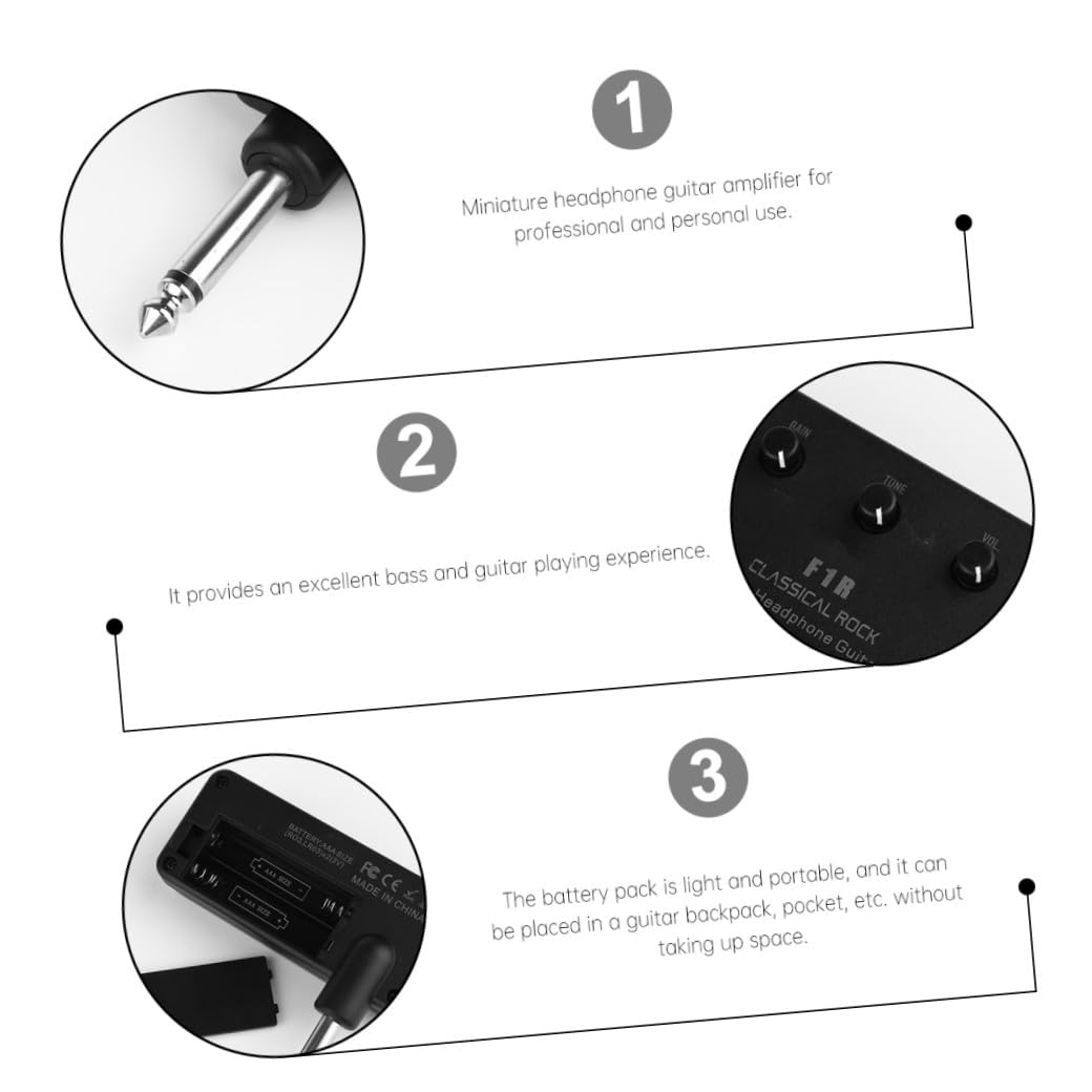 ifundom 3juegos Mini Amplificador De Guitarra Portátil Amplificador De Cabeza Para Auriculares Diseño Compatible Guitarras y Bajos Uso Profesional y Personal Construido Materiales