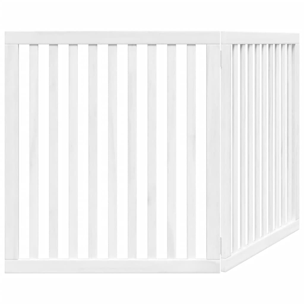 Homgoday 2-TLG. Puerta plegable para perros, barrera para perros, puerta para mascotas, barrera protectora para perros pequeños y gatos, color blanco, 160 cm, madera de álamo
