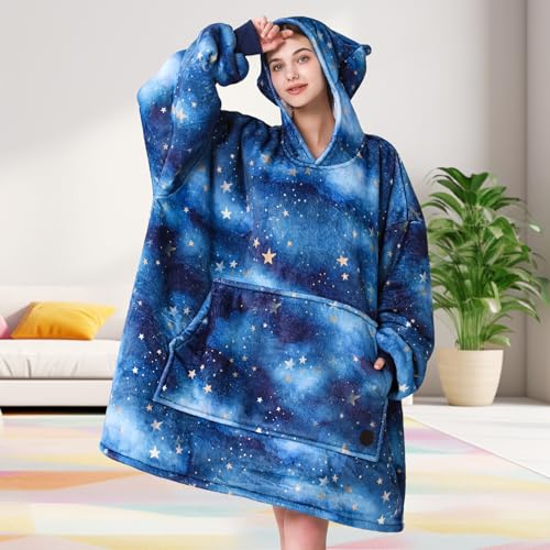 THREE POODLE Wearable Blanket Hoodie for Women, Oversized Sherpa Sweatshirt Blanket for Adults Men, Cozy Hooded Blankets, Gifts for Teen Girls Women Mom Sister